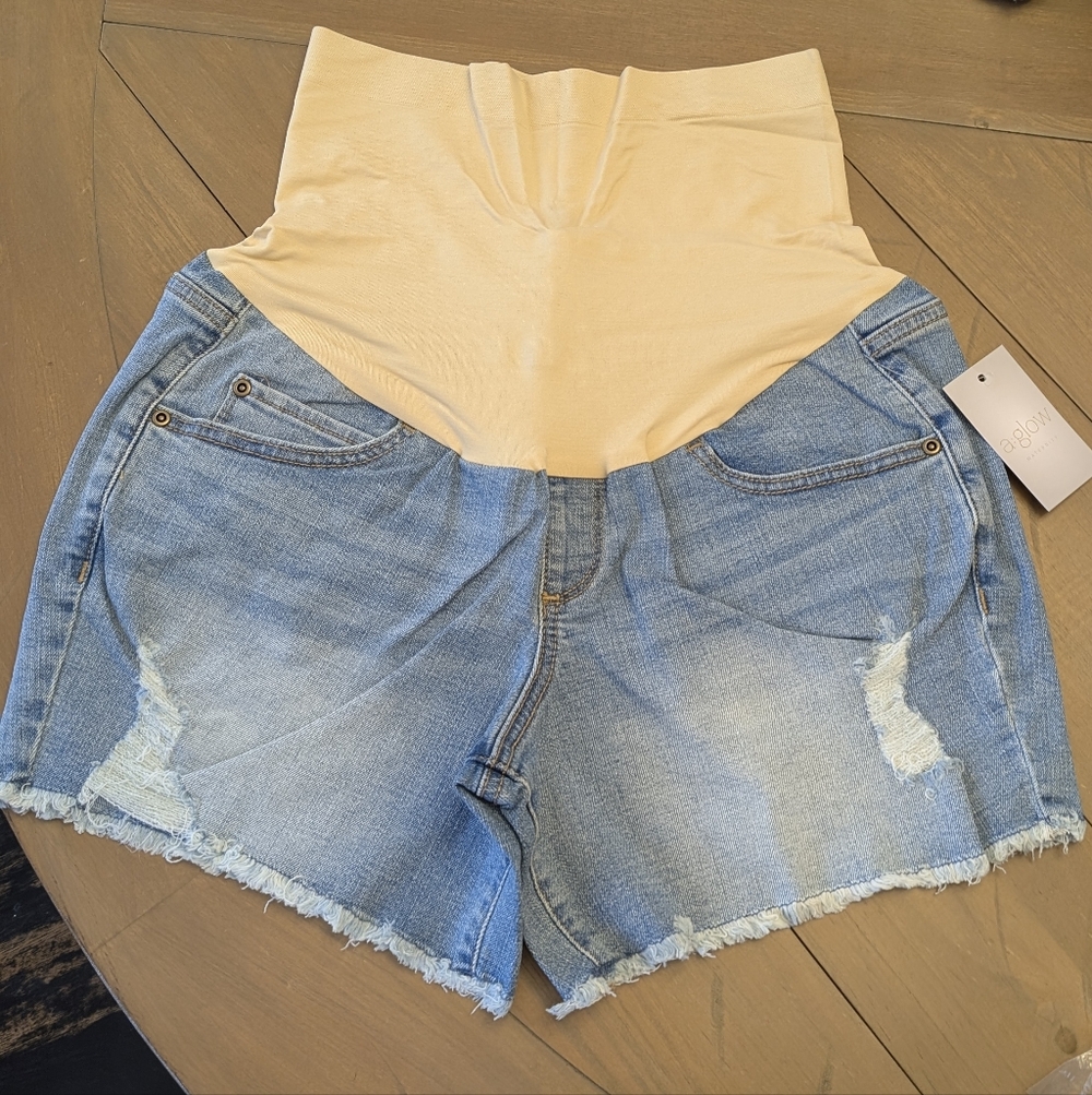 Women's Maternity Jean Shorts, A Glow, Size 10, Full Coverage, NEW, NWT!